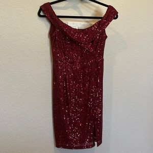 Red sequins cocktail dress